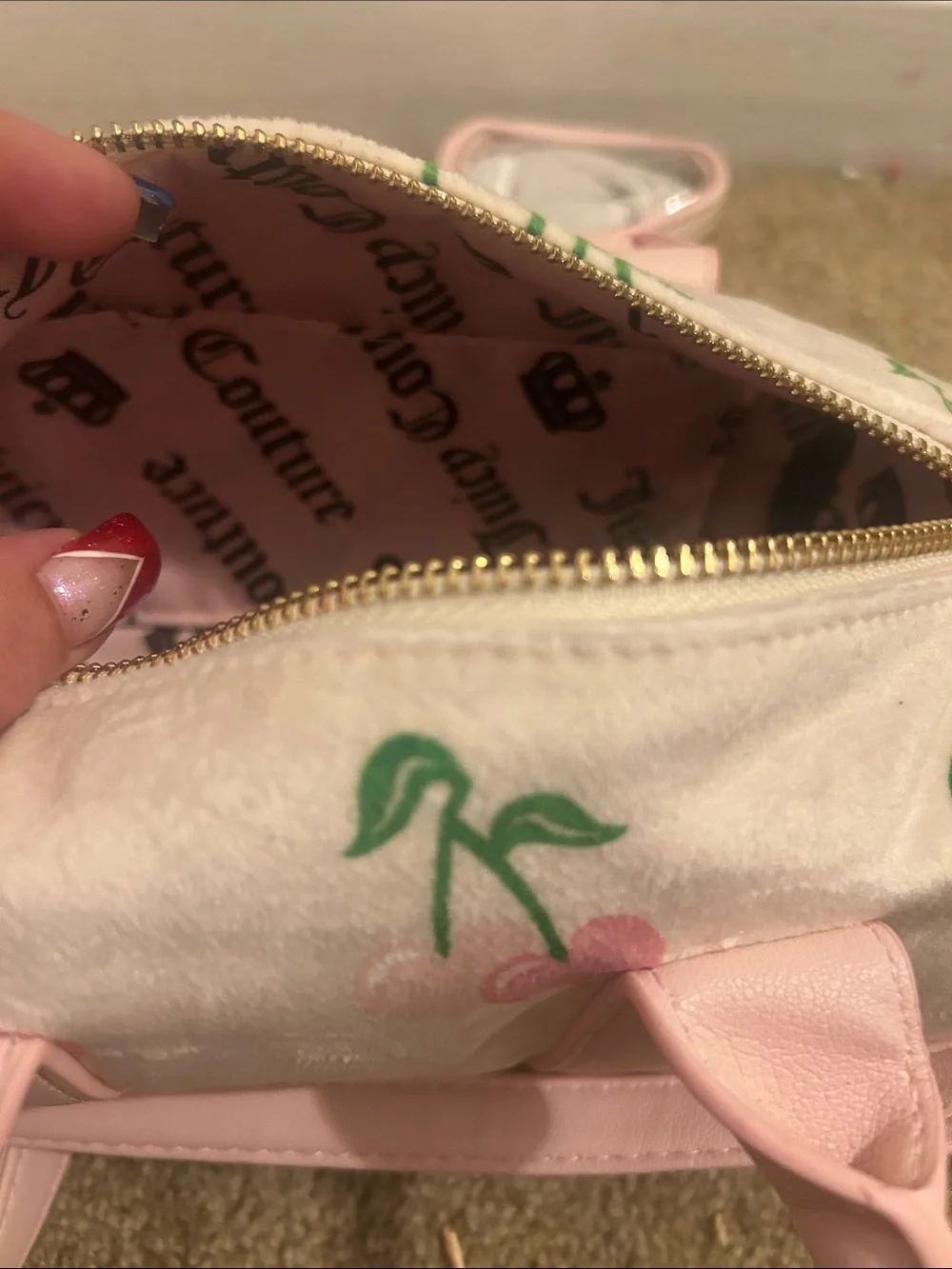 Juicy Couture Pink & Cream Cherry Mini Barrel Bag - Picture 5 of 6